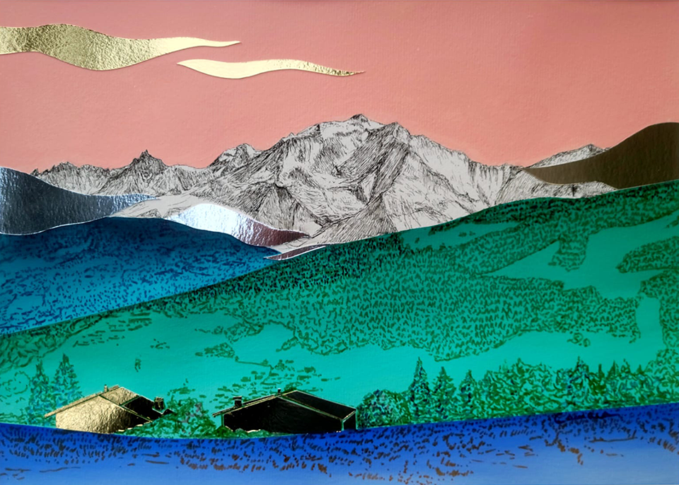 Vue sur le massif du Montblanc 2025 Vue sur le massif du Montblanc, paysage avec montagnes et collines