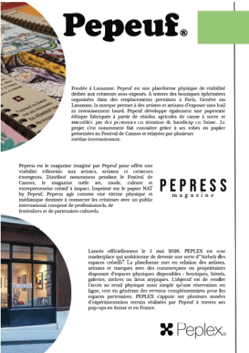 2page Mag Article sur l'Artiste Peintre Manuel Camara parue dans le magazine Pepress à l'occasion du Festival de Cannes