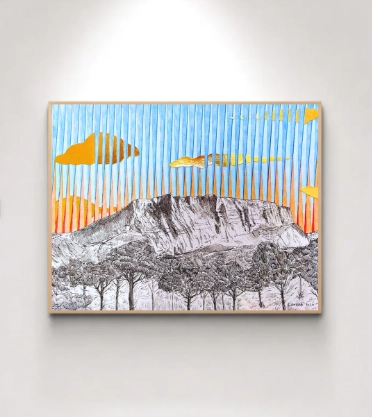 La Sainte Victoire - 2024 - Feutres, encre de Chine, collages - 30 x 40 cm